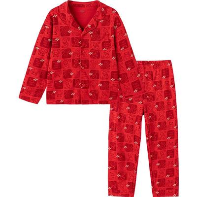 巴拉巴拉儿童睡衣套装红色家居服