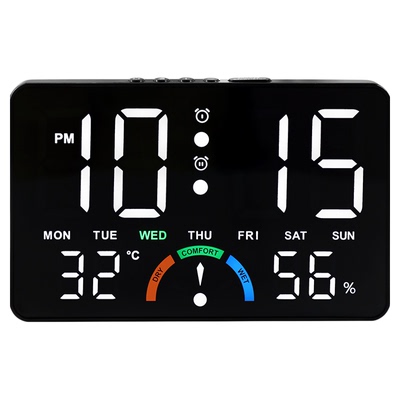 汉时现代温湿度显示装饰闹钟