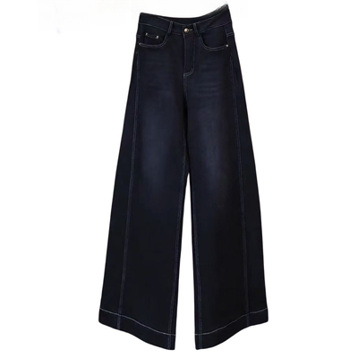 加绒加厚筒喇牛仔裤女高腰冬新款