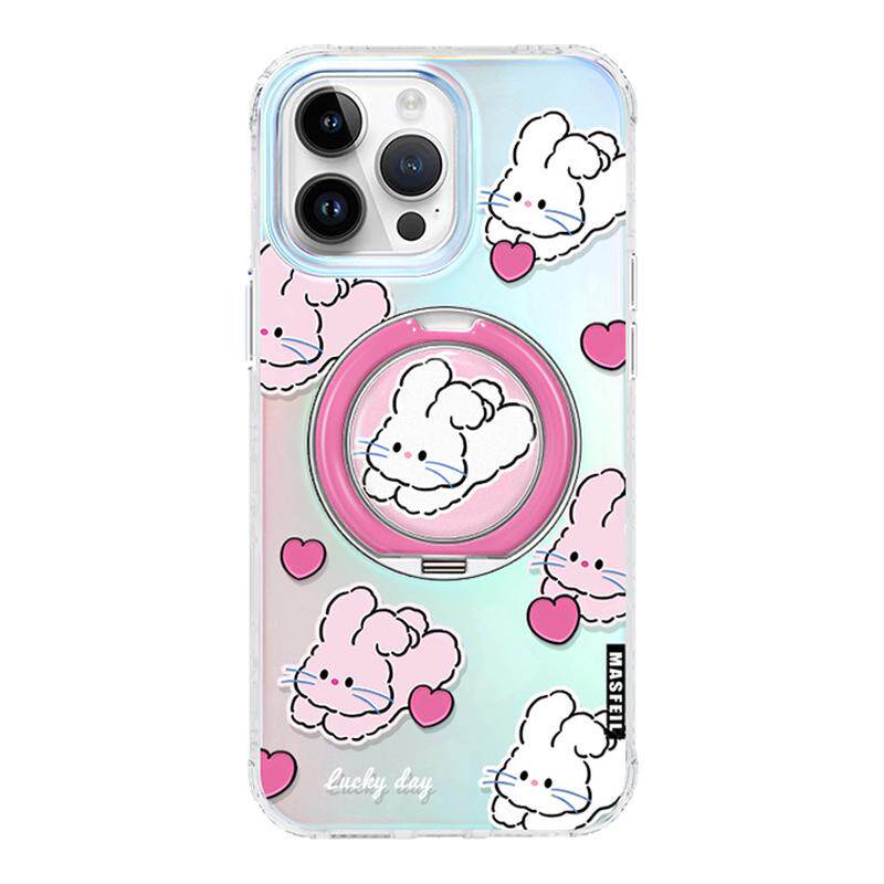 MASFEIL × 爱心小兔子适用苹果17Promax手机壳新款Lo9带支架iPhone16Pro保护套15高级感女14支点超薄13/12pm
