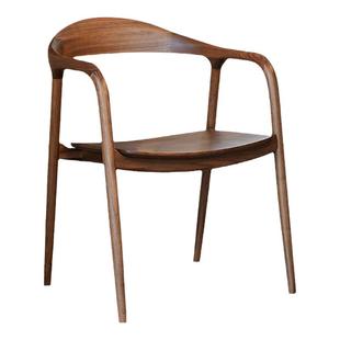 北美黑胡桃木全实木家用餐椅现代简约扶手椅餐厅椅子靠背休闲椅