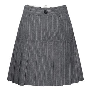 MOUSSY 春季新品学院风条纹撞色A字百褶短裙女028IAA31-1541