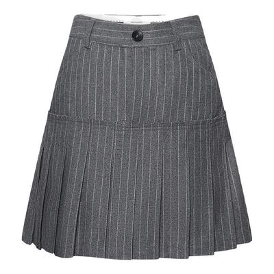 MOUSSY 秋季新品学院风条纹撞色A字百褶短裙女028IAA31-1541