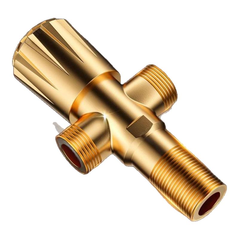 黄铜三角阀一进二出三通分水阀热水器水龙头带分水器开关家用马桶