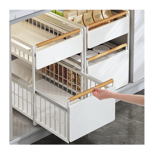 佳帮手超深抽拉置物架厨房调料抽屉式收纳架橱柜拉篮下水槽分层架