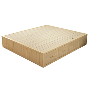 定制全实木储物床无甲醛高箱床原木双人床地台榻榻米定制简约现代