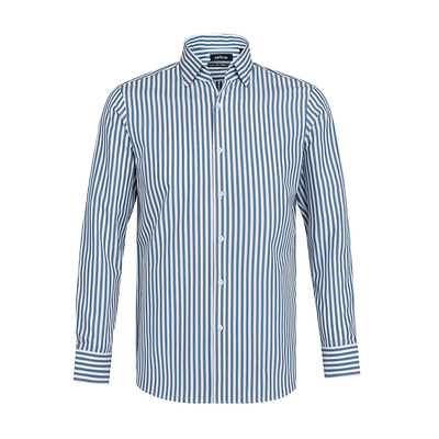 方领长袖纯棉衬衫免烫