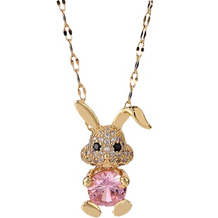 儿童项链女童公主饰品女孩闺蜜粉色白色水晶兔子配饰首饰六一礼物