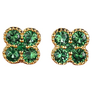 【SOOMI五花报福】925银培育沃顿绿祖母绿宝石耳钉简约日常耳环女