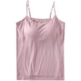 莫代尔吊带背心睡衣女免穿文胸罩杯一体式bra内衣家居服瑜伽运动