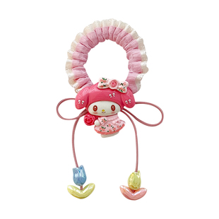 儿童三丽鸥卡通发圈女童高弹力不伤发头绳可爱宝宝花边蝴蝶结发饰