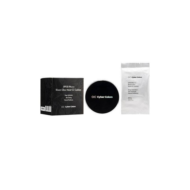 正品韩国Cyber Colors玫瑰水光调色保湿cc气垫粉底SPF50++ 带替换