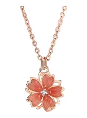 纯银桃之夭夭项链锁骨链银饰吊坠