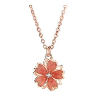 纯银桃之夭夭项链女轻奢小众高级感玫瑰金色锁骨链银饰吊坠送闺蜜