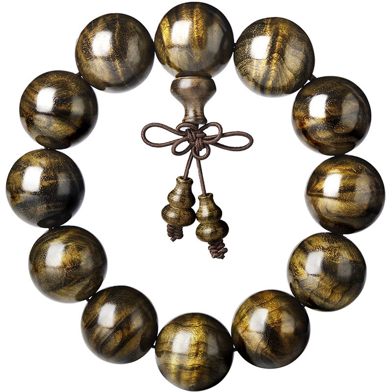 金丝楠木手串阴沉木老料水波纹乌木男士实用生日礼物文玩佛珠手链