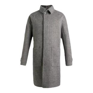 威可多男士大衣双面呢米咖色时尚战壕风中长款商务休闲毛呢外套