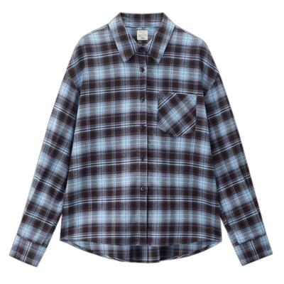 Giordano口袋长袖纯棉格纹衬衫