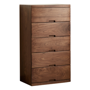 yamoo北美黑胡桃木五斗柜六斗柜组合实木斗柜家用客厅落地储物柜