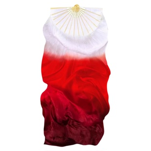 铭记舞蹈扇子长飘真丝双面酒红色渐变古典舞蹈专用舞台表演出道具