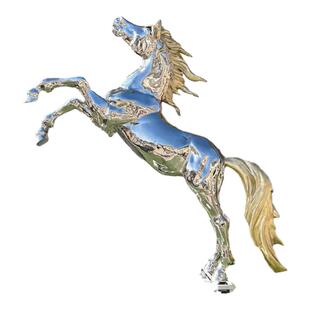 大型304不锈钢镜面马雕塑腾空马白钢户外摆件手工锻造亮面跳跃马