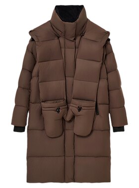 【反季直降】HPLY荷比俪冬新款自带手套连帽长款鹅绒羽绒服