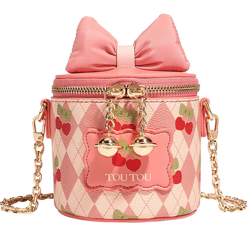 TOUTOU樱桃盒子水桶包女童儿童10岁公主小女孩斜挎小包包生日礼物