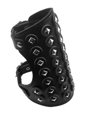 圆盘皮灰色蘑菇钉闪耀朋克风手链