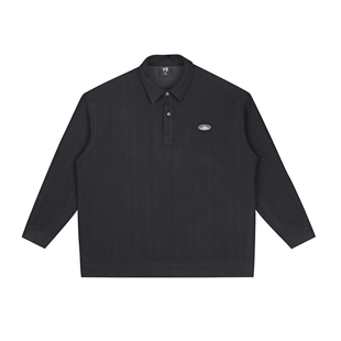 半墨大码男装Polo领卫衣2025秋季立体肌理感秋装外套宽松胖子上衣