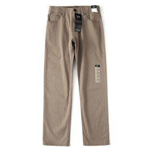 美国正品 Lee薄款中腰直筒锥形高弹牛仔裤男士卡其色宽松休闲长裤