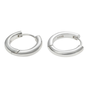 GRGR S925 Glossy Earrings 纯银素圈大耳圈男嘻哈女中号百搭耳环