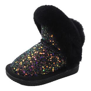 芭芭鸭儿童雪地靴女童棉靴加绒公主短筒靴子加厚宝宝冬鞋2025新款