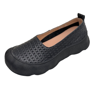 复古浅口单鞋女通勤一脚蹬懒人鞋厚底中老年妈妈鞋软底休闲鞋女鞋