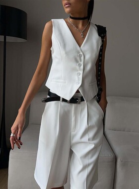 Z 27446 Sleeves Vest High Waist Pants Set 无袖马甲长裤