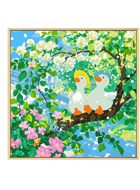可爱鸭子diy数字油画装饰画