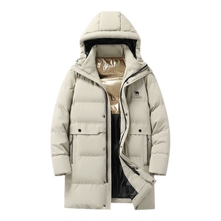 骆驼冬季新款羽绒服男士中长款棉服加厚保暖大码棉衣宽松连帽外套