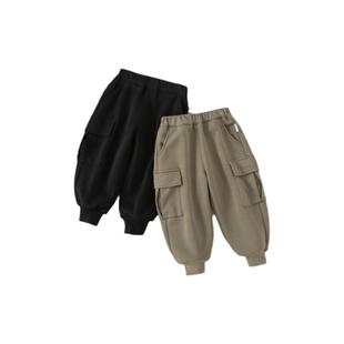 INSbobo男童裤子加绒秋冬季百搭工装卫裤女童冬装运动裤宝宝衣服