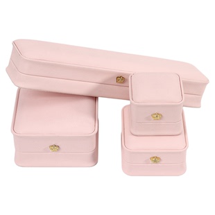 圆角收腰珠宝首饰盒红色嵌面羊巴pu皮戒指盒手镯盒手链项链饰品盒