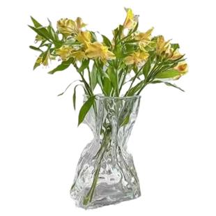 不规则玻璃花瓶透明水养鲜花客厅桌面插干花高级感ins风装饰摆件