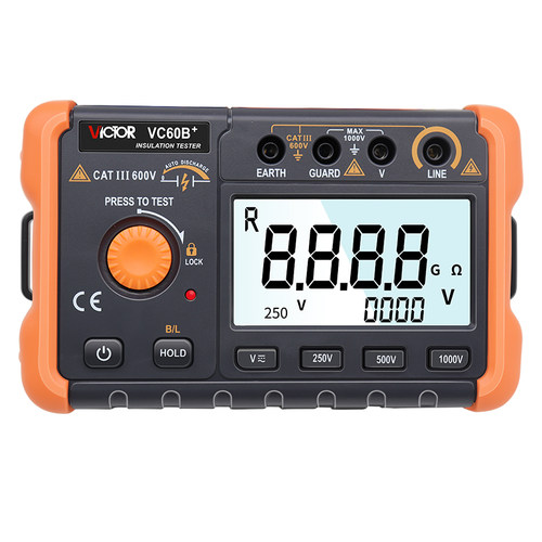 胜利绝缘电阻测试仪VC60B+数字兆欧表500v1000智能检测仪电工摇表