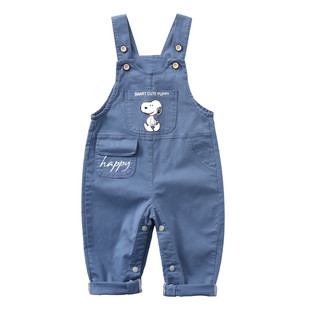 宝宝背带裤夏天裆部按扣薄款纯棉一岁男童儿童女新款婴儿裤子夏季