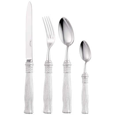 【新品】CHRISTOFLE昆庭Pompon流苏镀银刀叉勺家用餐具套装送礼
