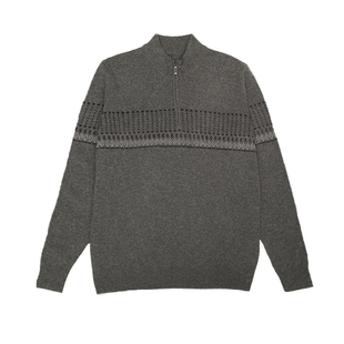 鹿王100%山羊绒衫男士半高领拉链针织衫毛衣保暖打底25年秋冬新款