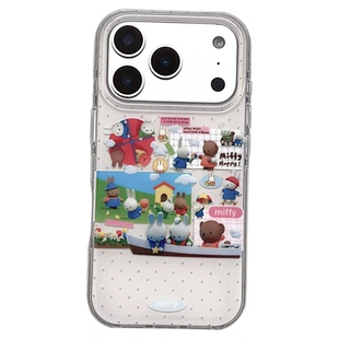 SHERRY*ins风白色波点农场玩偶兔子适用于苹果17ProMax手机壳iPhone16Pro小众少女心15简约14小清新卡通可爱