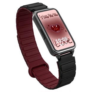 适用华为手环11/10手表带链硅胶磁吸9nfc版新款手腕带华为band8智能运动6pro女生荣耀10/9手表带时尚小众高级