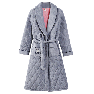 棉珊瑚绒夹棉睡袍多俏美女