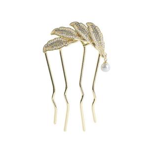 简语盘发插梳高级感珍珠发插梳子发卡u型发簪子新中式发饰女头饰