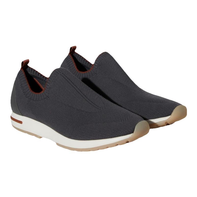 Loro Piana/诺悠翩雅男鞋黑色羊毛针织系带舒适休闲运动鞋