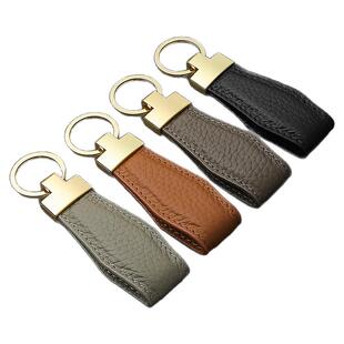 Domi头层小牛皮汽车钥匙扣时尚真皮钥匙链合金挂件创意男女皮挂绳
