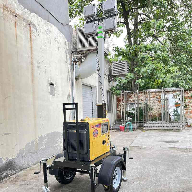 LED 手摇升降牵引式照明灯塔柴油发电升9米户外 light  tower