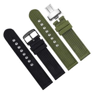 军绿色尼龙帆布手表带男适配精工5号天梭速驰吉普劳力士黑绿水鬼